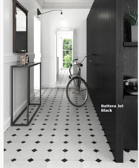 Battera Jet Black and White 333x333 Ceramic R9 (1.00) - €29.95m²